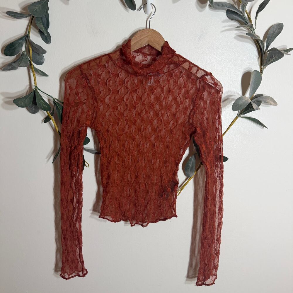 Urban Outfitters Burnt Orange Lace Long Sleeve